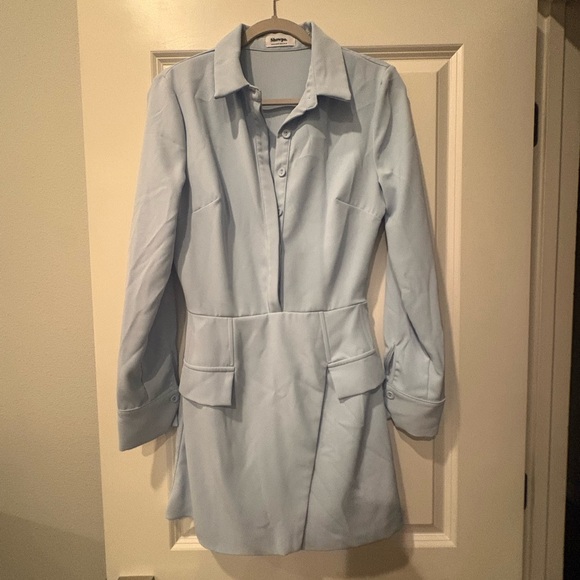Showpo Light Blue Long Sleeve Dress - Picture 6 of 7